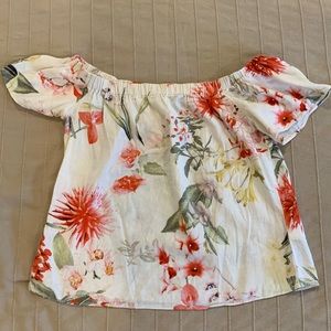Lipsy London linen off shoulder floral top